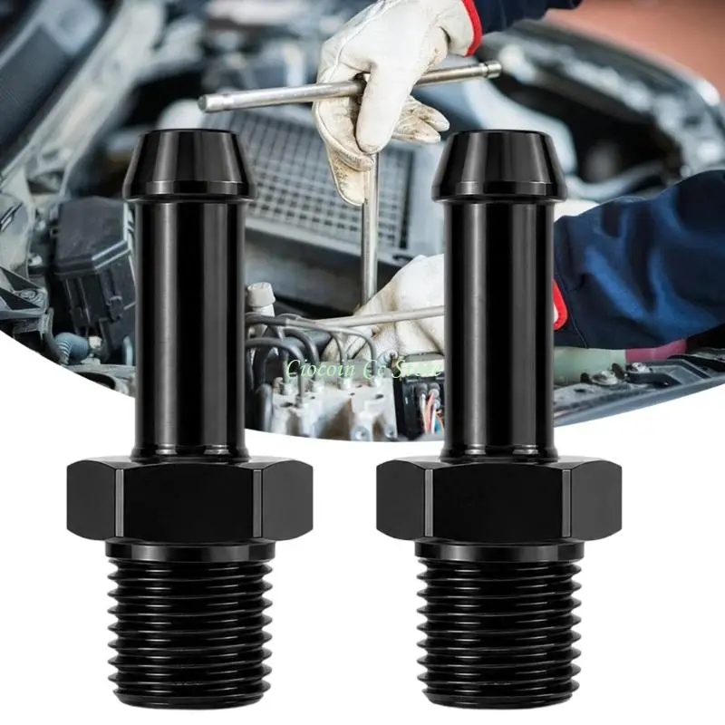 X90F Oil Coolant Line Adapter 1/4-18 Male Pipe Thread to 1/8 in Hose End, Straight Metal Body with Wrench-Flat Shoulder, Dark