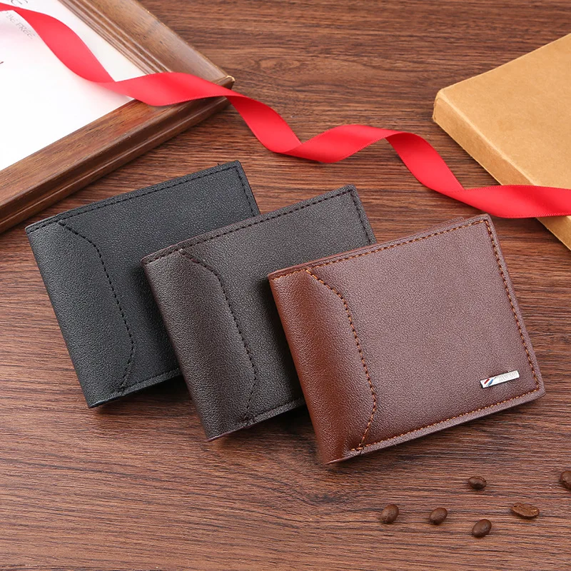 New Men Short Wallet Soft Leather Slim Money Clip Business Card Holder Coin Purse Multi Card Slot Card Bag Classic Simple Wallet