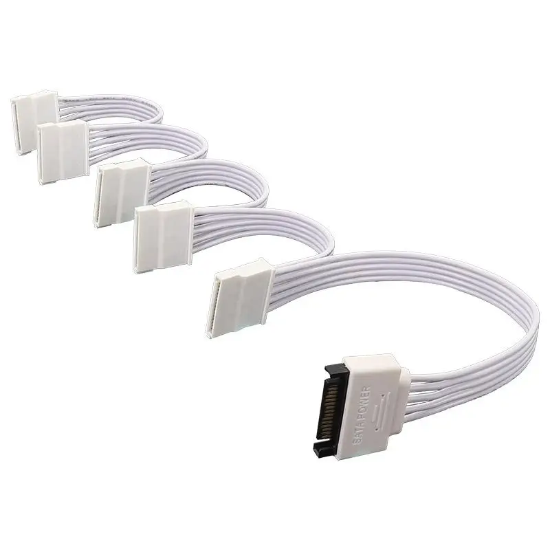 15Pin SATA Power Supply Splitter Cable Hard Drive 1 Male To 5 Female Extension Power Cord For DIY PC Sever