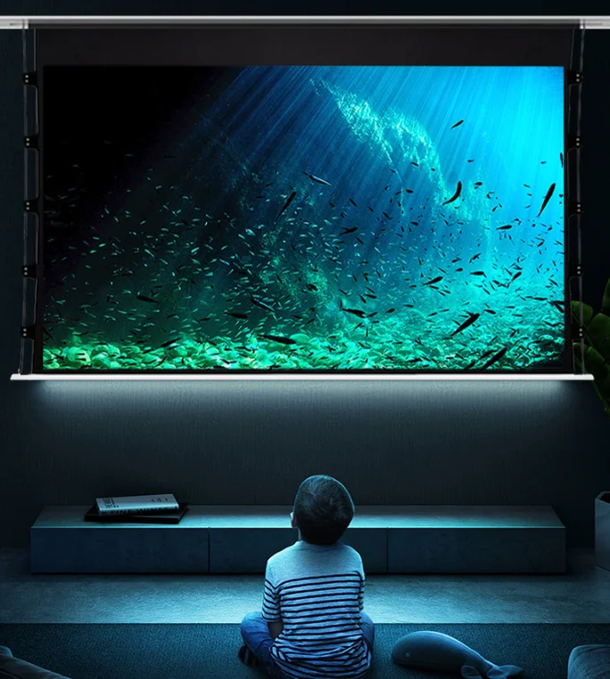 

Y-120" Motorized Tab-tension Indoor 4K HD Screen Electric Grey Crystal Light Resistence High Quality Motorized Screen 120 Inch