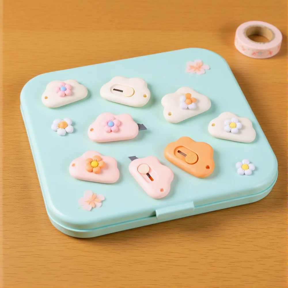 صندوق صغير القاطع الحد الأدنى سكّين متعدّد الاستخدامات الفن سكين آمن قابل للسحب الفن سكين للطلاب صياغة المشاريع الفنية #1