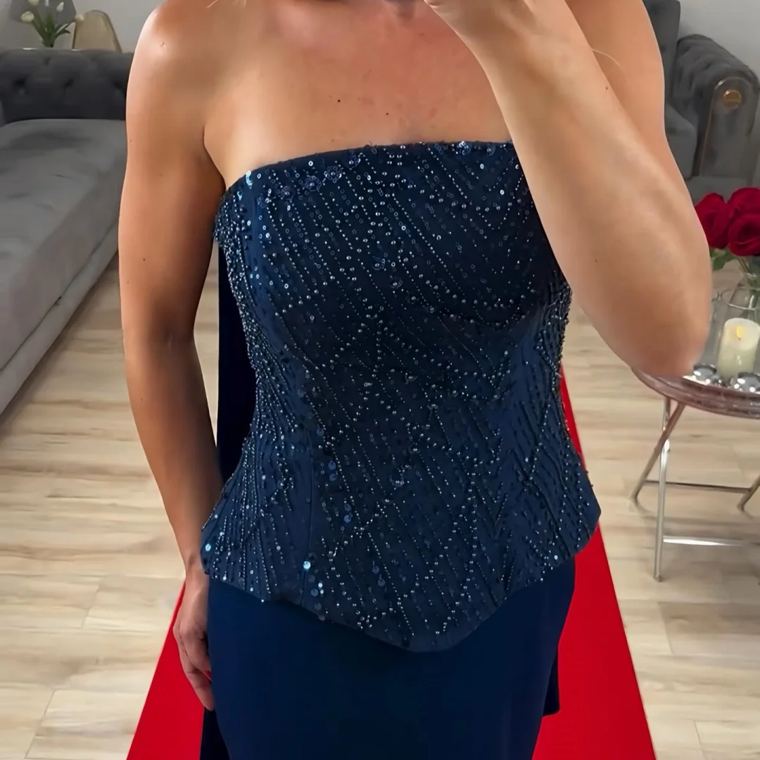 Mila marrom escuro sem alças lantejoulas peplum capelet personalizado formal noite cabido até o chão vestido de gala vestido de baile