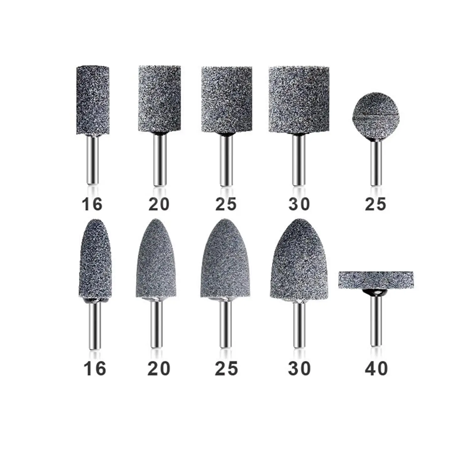 Mèches de meulage à distance en oxyde d'aluminium, Broyeur de forage, Monté conversif, Charbon, Tige 1/4 ", Outils électriques à distance, 10 pièces