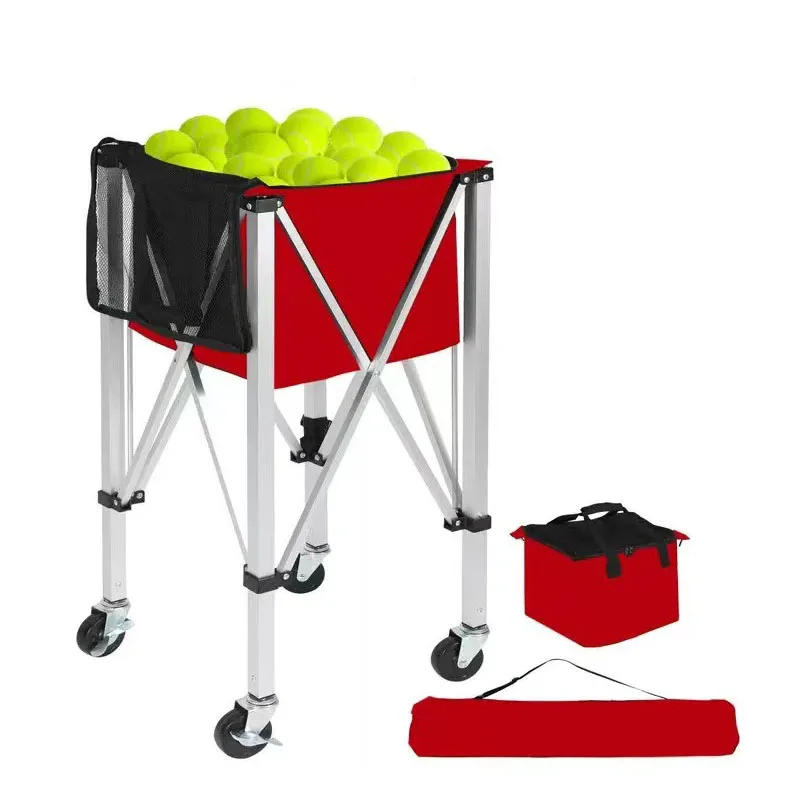 Lightweight Portable Tennis Ball Pickleball Ball Hopper Basket Sport Foldable Tennis Ball Cart For Coach Training