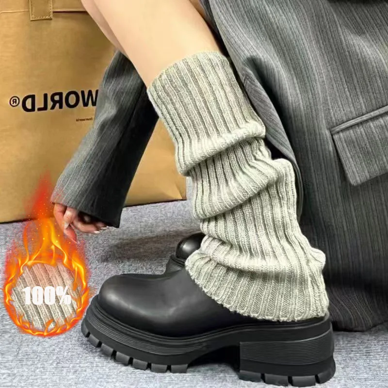 

40cm Crochet Knit Leg Warmers Women Wool Blend Y2K Style Long Slouchy Socks Arm Boot Cuff Cover for Autumn Winter Daily Outfits