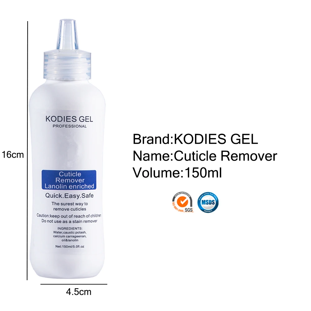 KODIES GEL 150ML Cuticle Remover Nail Gel Softener Moisturizing Strengthener Cuticle Remover Oil Cream Lanolin Enriched Liquid