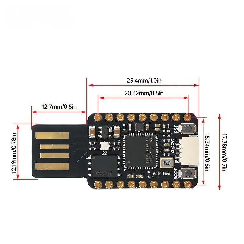 RP2350-USB 16 ميجابايت فلاش لوحة تطوير صغيرة وحدة ثنائي النواة RP2350A رقاقة 520 كيلو بايت لراسبيري بي PICO2 RP2350