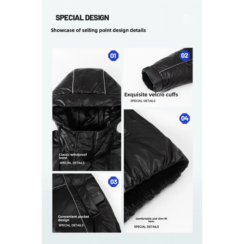 GIOIOMen's Down Jacket，Winter New High-Quality White Duck Down Filled Thickened Warm Down Cotton Jacket Coat