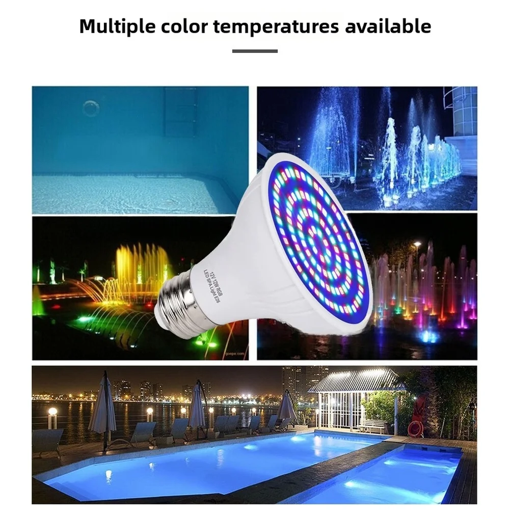 Bathtub LED Light Underwater LED Lamp For Nighttime Swimming Adjustable Color Modes 15W High Brightness IP68 Waterproof Rating
