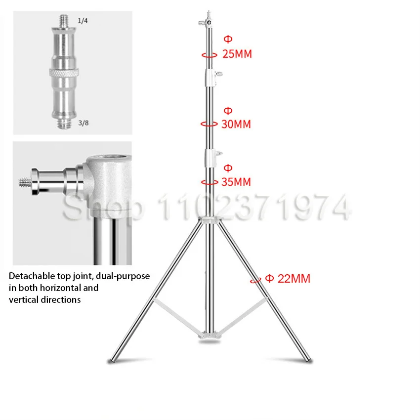 280cm Stainless Steel Tripod Metal Photography Lamp Stand For Ring Light Live Youtube And Photography Softbox