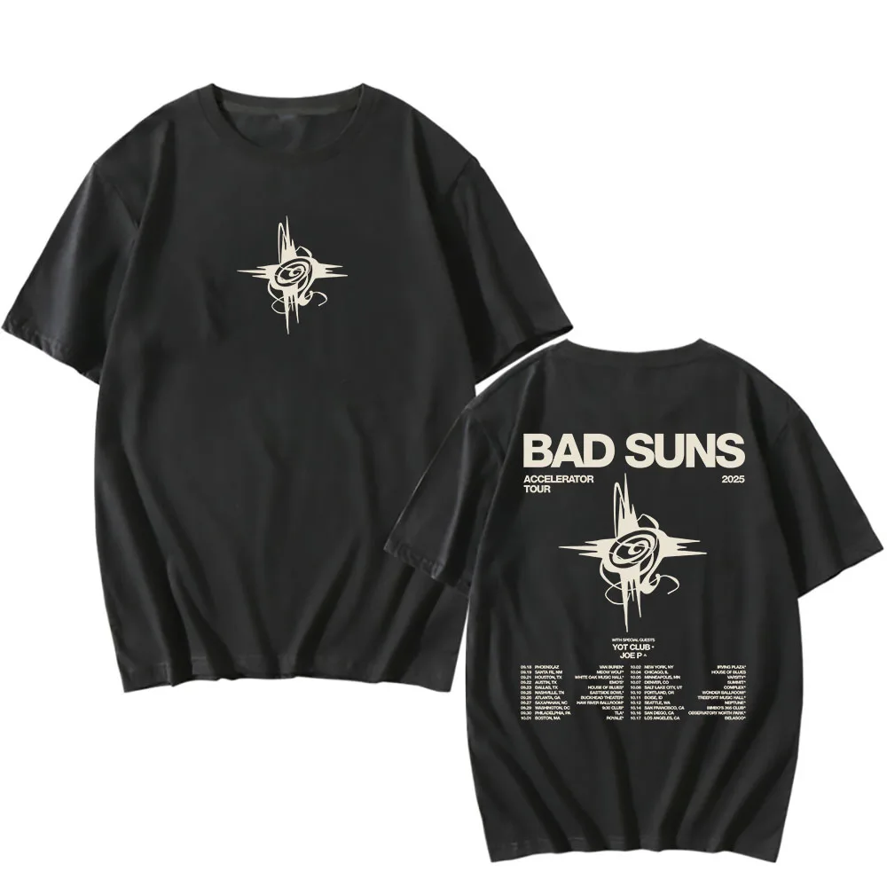 

Bad Suns Accelerator Tour 2025 T-shirt Short Sleeve Cotton Male Tshirts Unisex Streetwear Rock Band Graphic Printing T Shirt Men