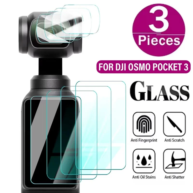 3 stücke 9H HD Gehärtetem Glas Für DJI OSMO Tasche 3 Screen Protector Für OSMO Tasche 3 Gimbal Kamera objektiv Schützen Glas Zubehör