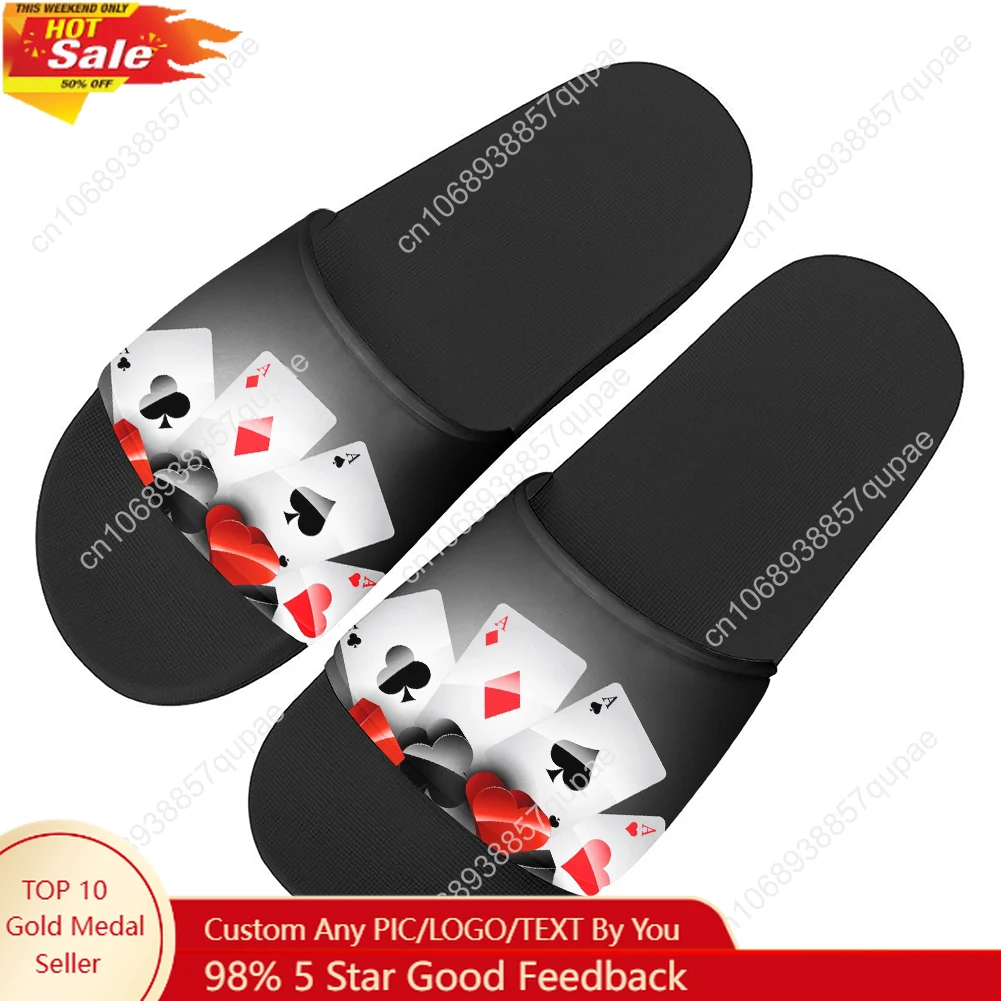 

Playing Card Poker 3D Printed Pattern Slippers Home Water Shoes Mens Womens Outdoor Beach Pool Sandals Custom Summer Slipper