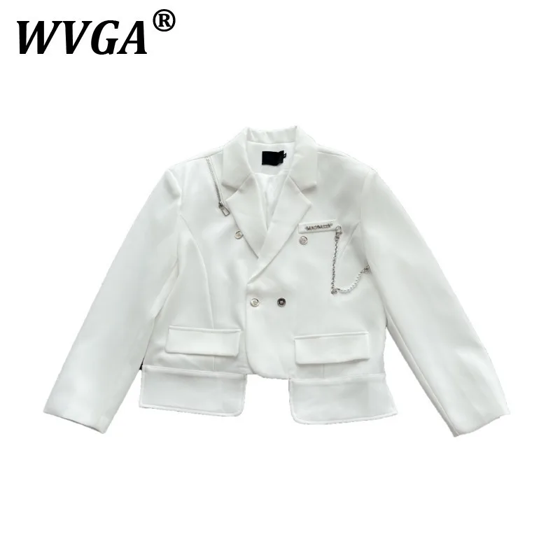 

WVGA Spring Autumn New Men Tide Y2K Elegant Fashion Techwear Zipper Niche Short Suit-coat Korean Loose Chic Casual Blazer W7244