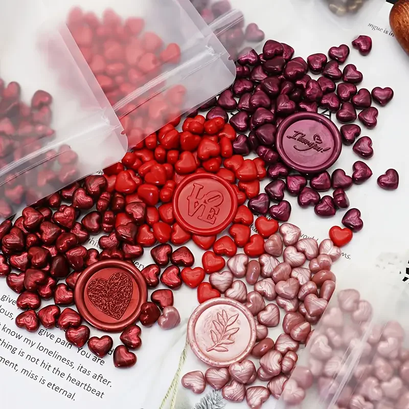 100pcs Heart-shaped Sealing Wax Beads for Wax Seal Stamp, for Embellishment of Card Envelope,Wedding Invitation,Gift Wrapping