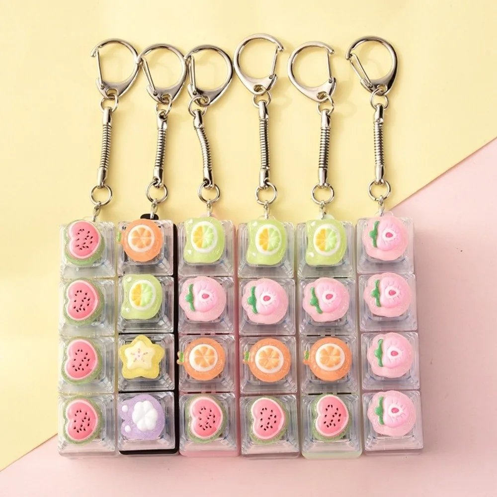 Ideal Travel Companion 4-Key Fidget Keychain Smooth Fruit Reduce Pressure Cute Portable Clicker Keychain Reduce Anxiety