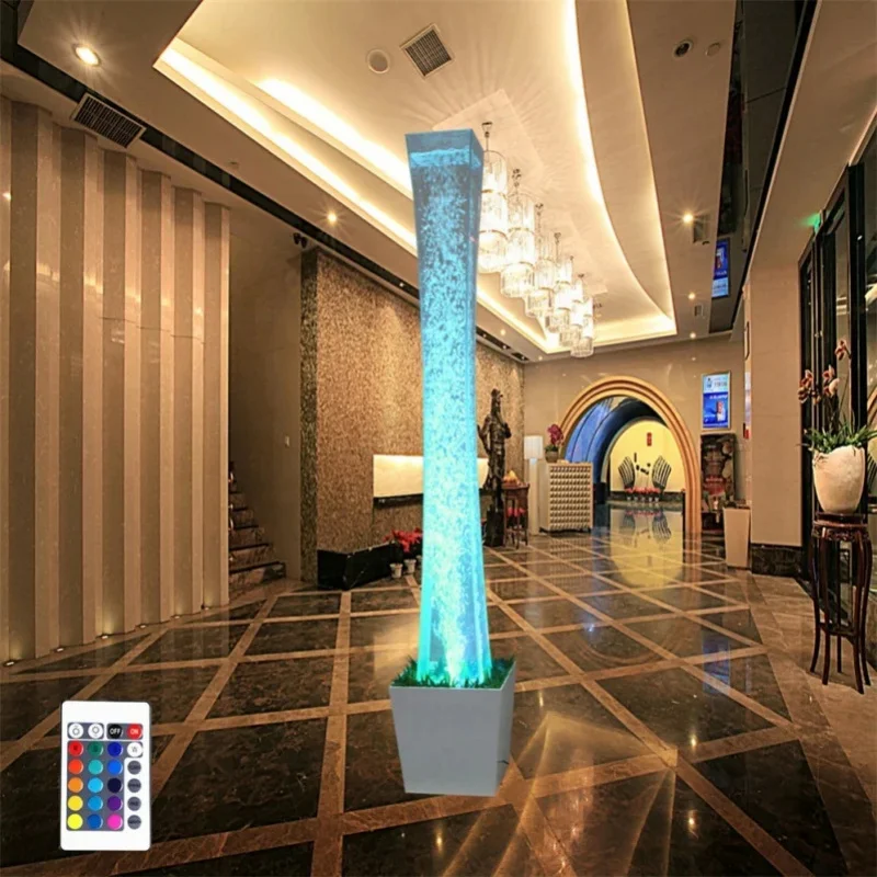 custom.Contemporary RGB LED Bubble Column Screen Acrylic Material Infrared Remote Indoor Pub Bar Decor Modern Design Sea L