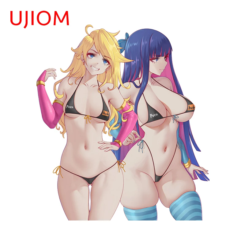 UJIOM 13cm × 11.5cm NSFW Panty And Stocking Wall Stickers Popular Anime Sexy Girls Decals Edgy Waterproof Bathroom Accessories