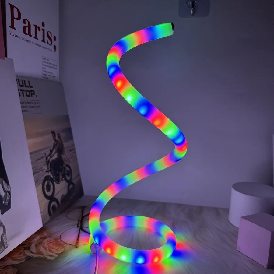 1pc Modern Acrylic Spiral RGB Magic Horse Desktop Decorative Table Lamp Simple Adjustable LED Table Lamp USB Power Supply