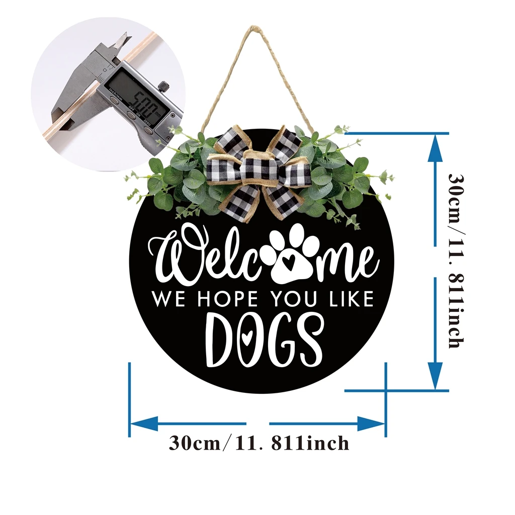 Welcome We Hope You Like Dogs Front Door Spring/Summer Decoration Farmhouse Door Logo Front Door Decoration - Welcome wreath