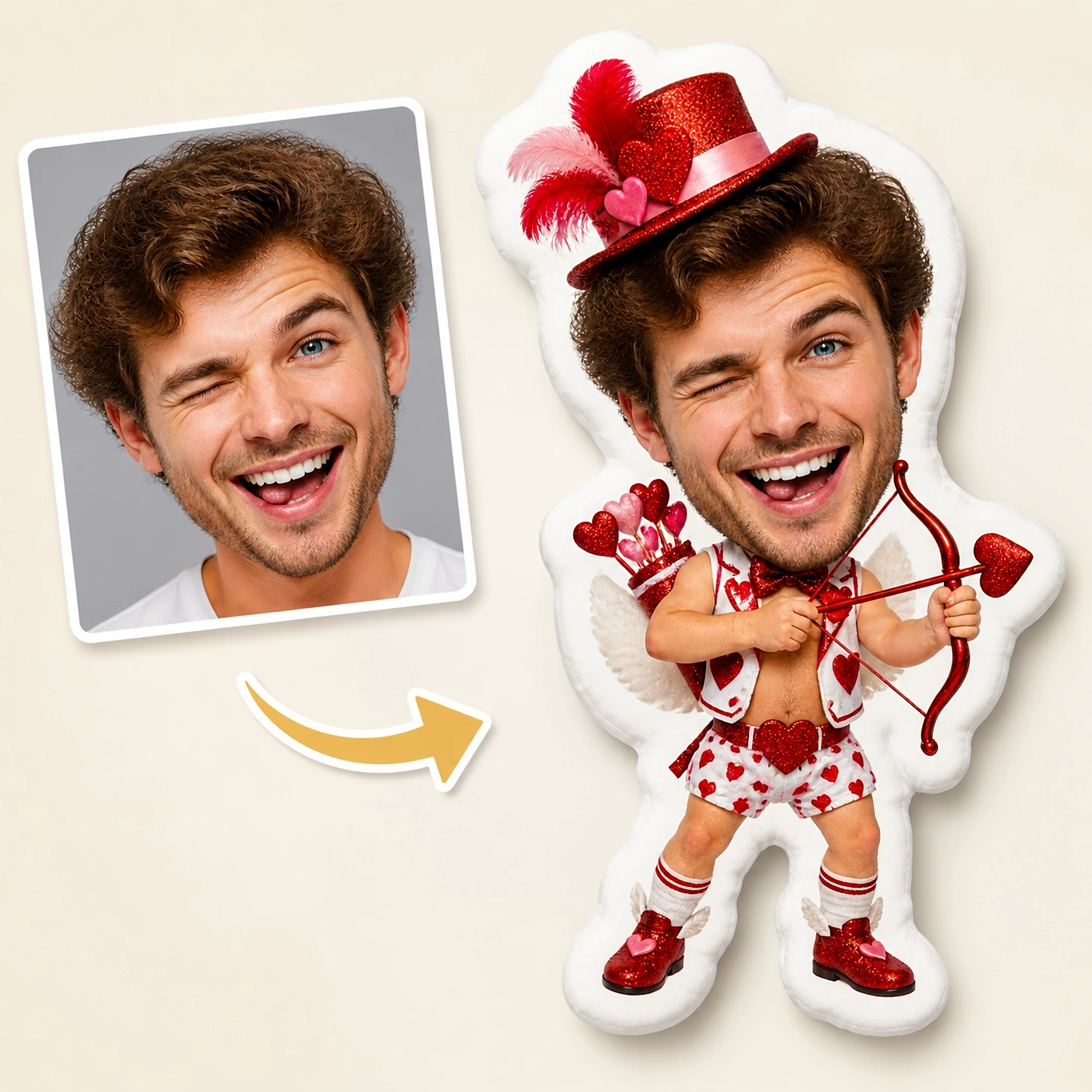 1pc [2D Flat] Custom Double Sided Printed Novelty Shaped Throw Pillow Personalized From Your Photo Valentine's Day Cupid Decor f