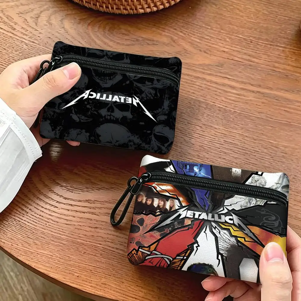 Band M-Metallica Compact   Portable Oxford Fabric Mini Wallet Carabiner Design Small Coin Bag For Cards Keys Earphones