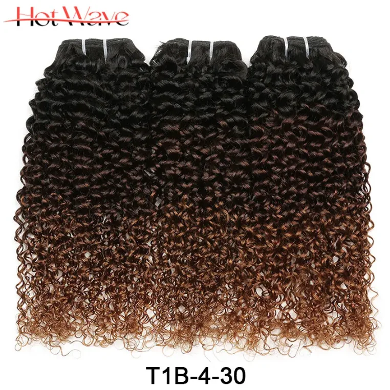 Ombre Afro Kinky Krullend Menselijk Haar Bundels Met Kant Sluitingen 100% Braziliaanse Human Hair Extensions 1b/4/30 Weave Bundels