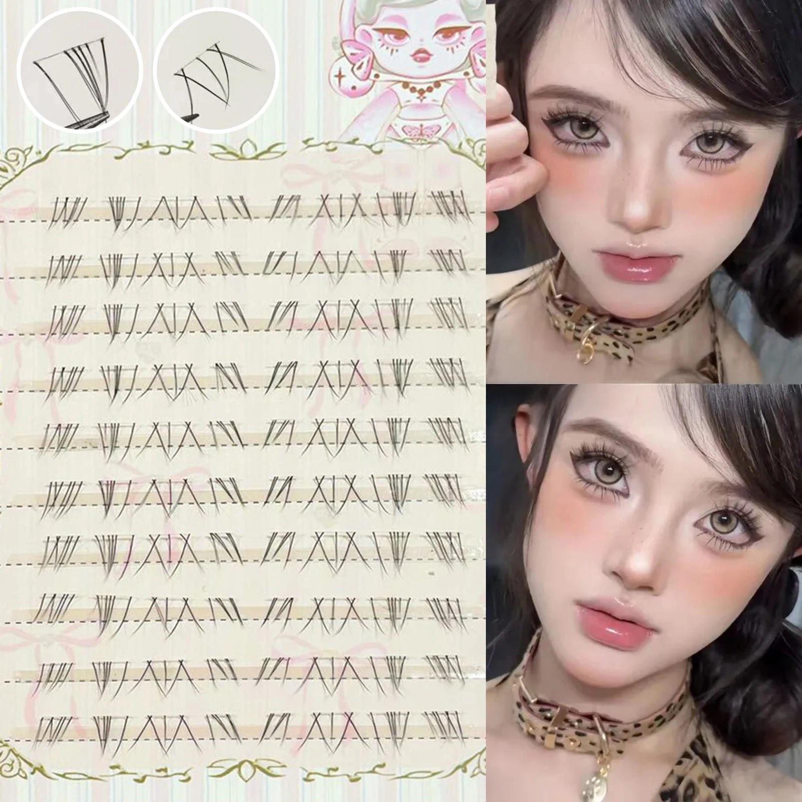 10 صفوف من الرموش الصناعية على طراز المانغا الطبيعية ذاتية اللصق خفيفة الوزن ثعالب سفلية رموش اصطناعية تمديد مكياج عيون مثالي