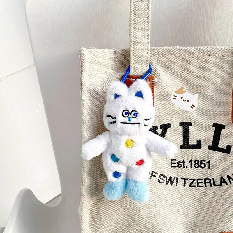 Nette Polka Dot Katze Plüsch-schlüsselanhänger Für Tasche Anhänger Kawaii Katze Puppe schlüsselanhänger Für Geschenke Cartoon Stofftier