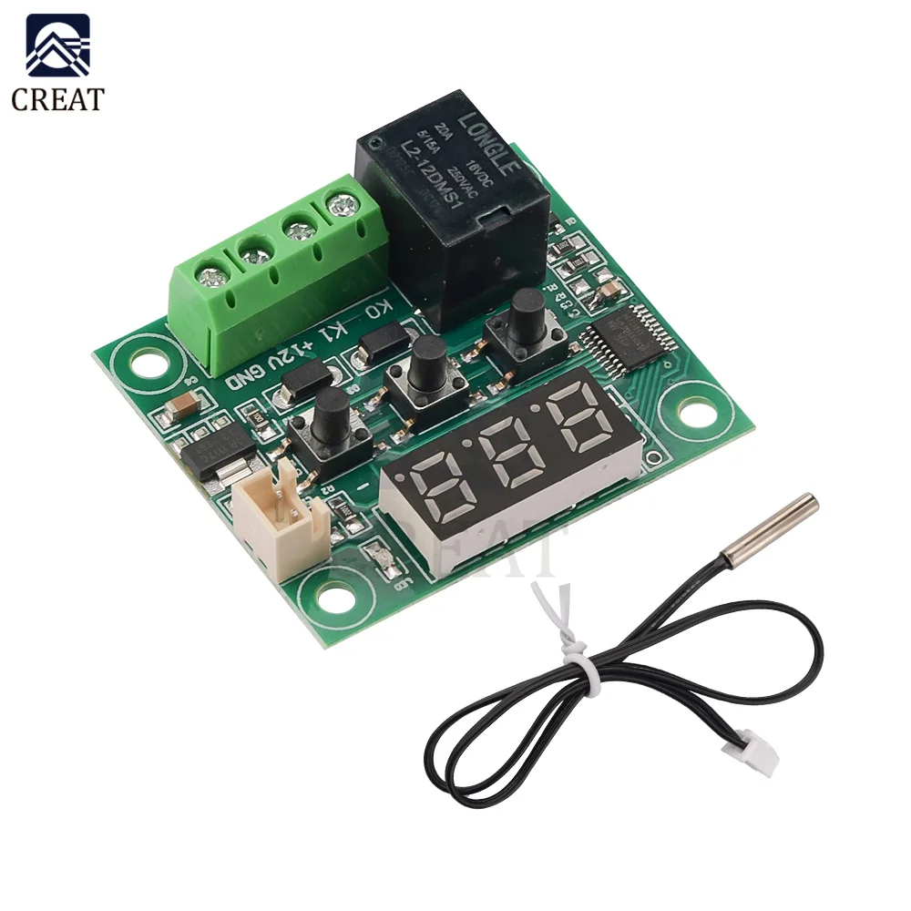 DC 5V 12V 24V W1209 Red Blue LED Digital Thermostat Temperature Control Thermometer Module + NTC Waterproof Sensor Wire