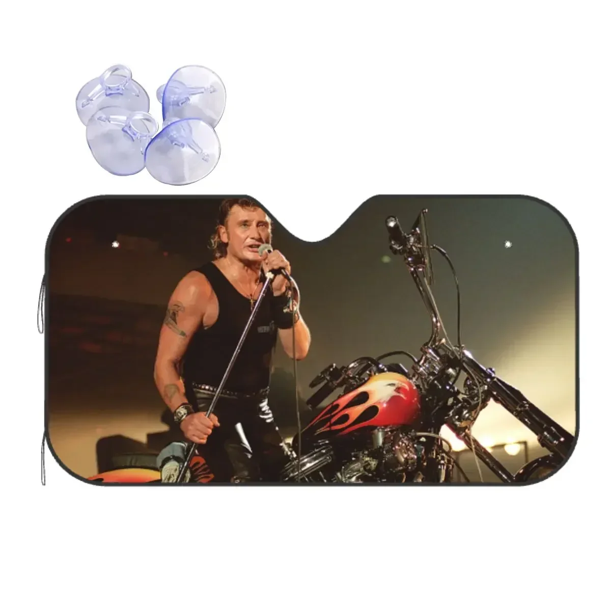 

Cool Johnny Hallyday Sunsha Windscreen Fashion Car Front Windshield 70x130cm Sun Visor UV Protector