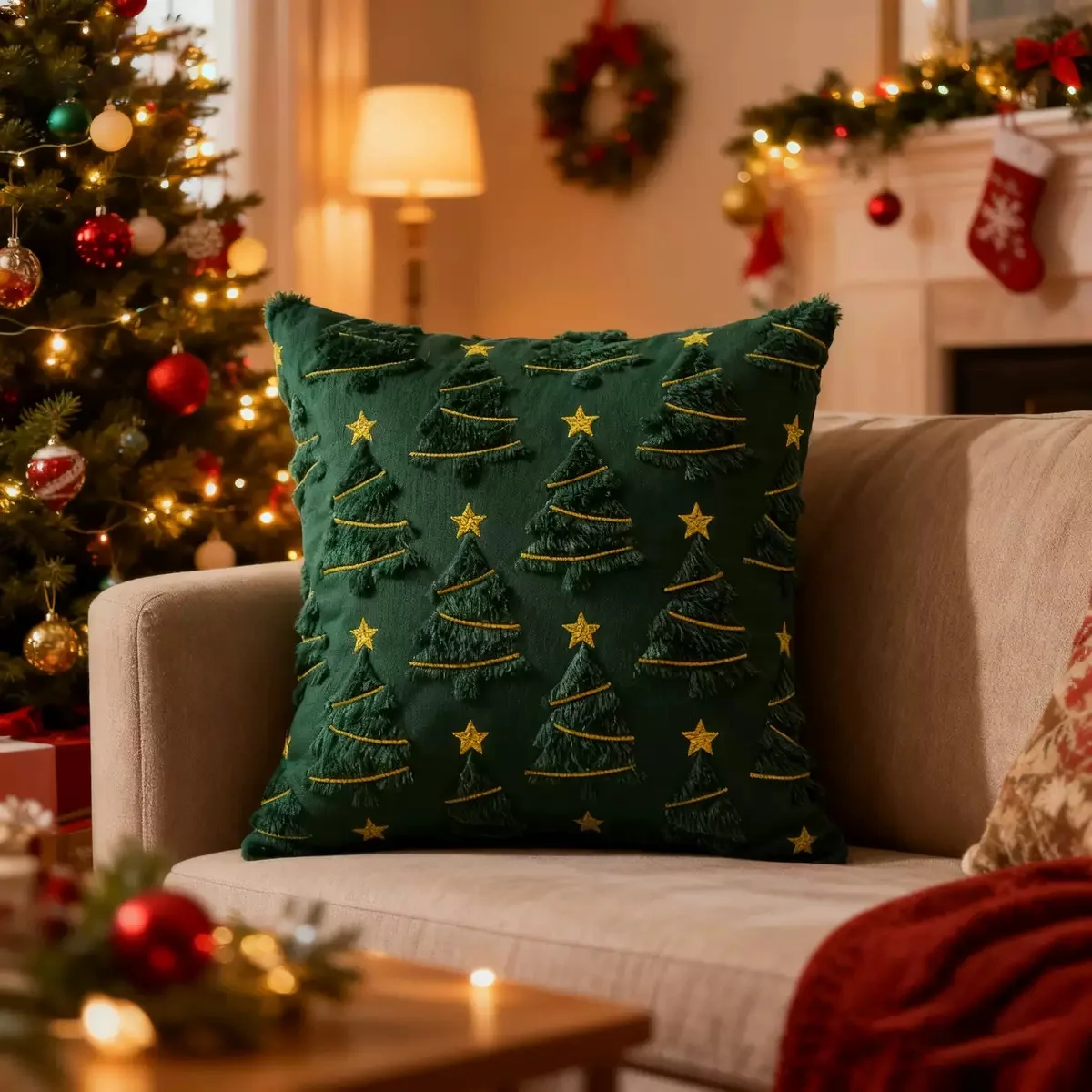 Christmas Pillow Covers 18x18 inch Soft Plush Faux Fur Christmas Decor Xmax Tree Decoration Throw Pillow Case