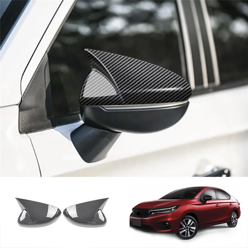 

B07A-Car Rear View Mirror Cover Side Wing Mirrors Cover Housing Cap For Honda City 2020 Carbon Fiber Pattern RHD Replacement