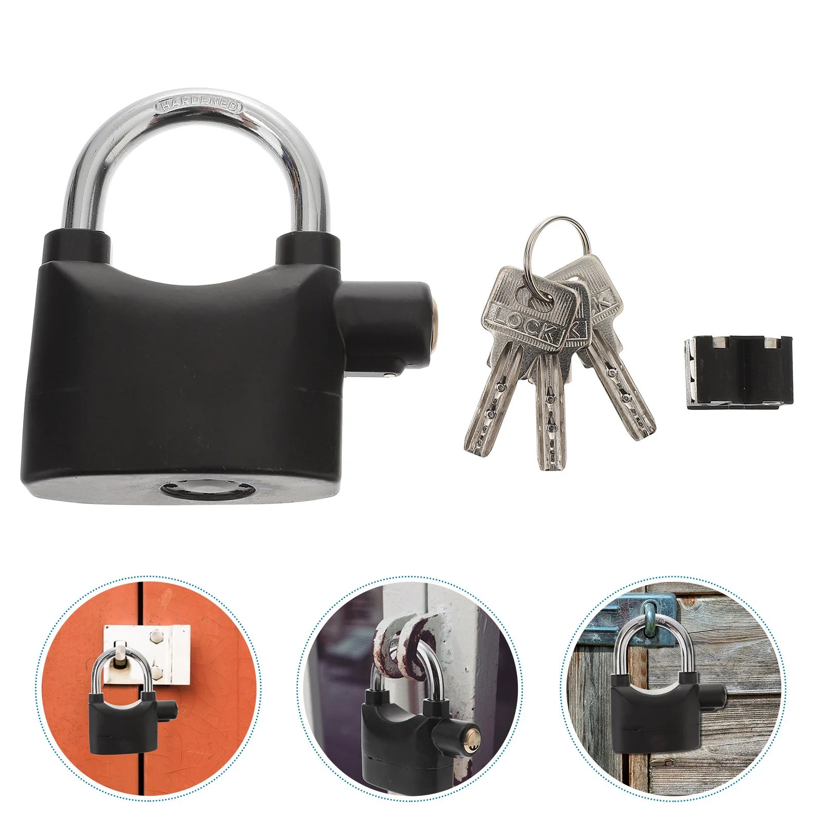 2 Pcs Anti-theft Alarm Lock Bicycle with Key Motor Aluminum Alloy Security Bride Padlock