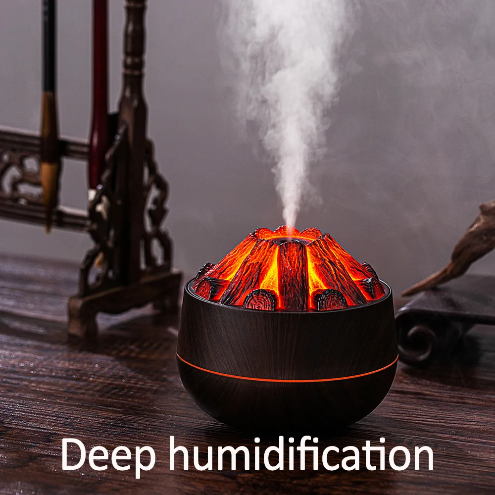 Charcoal Flame Humidifier, Aromatherapy Essential Oil Diffuser, 300ml Mist Ultrasonic Humidifier for Bedroom,Office Night Light image 3