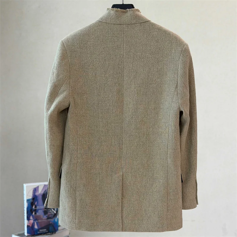 women's jacket New single breasted slim fit women's coat for autumn 2026 Linen Blend Women's suit jacket casual women's blazer