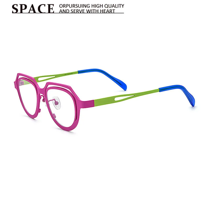 Ultralight Pure Titanium Hollow Polygonal Optical Frames Multi-color Retro Glasses Women Men Prescription Myopia Reading Eyewear