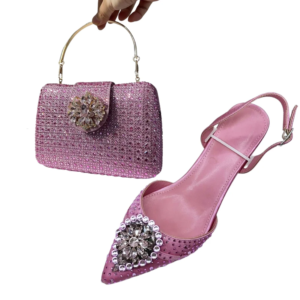 Women's Clutch Bag and Shoes Fairy Diamond High Heels Stylish Dress Shoes Pointed Toe Stiletto Heels Elegant Party Wedding Shoes image 3