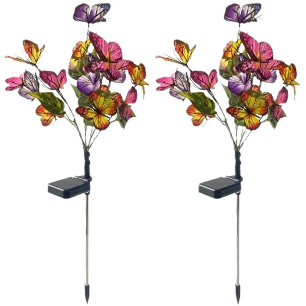 Simulation Flower Solar Butterfly Lawn Light Waterproof Ground Plug Solar Garden Lights LED Glowing Landscape Lawn Lamp Pathway