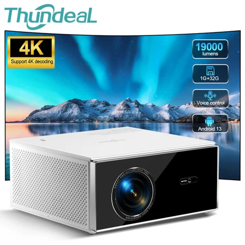 Projetor ThundeaL 3D 32G TDA7W 2K 4K Full HD 1080P Android WiFi para Home Theater, Projetor de Vídeo para Reuniões e Filmes ao Ar Livre