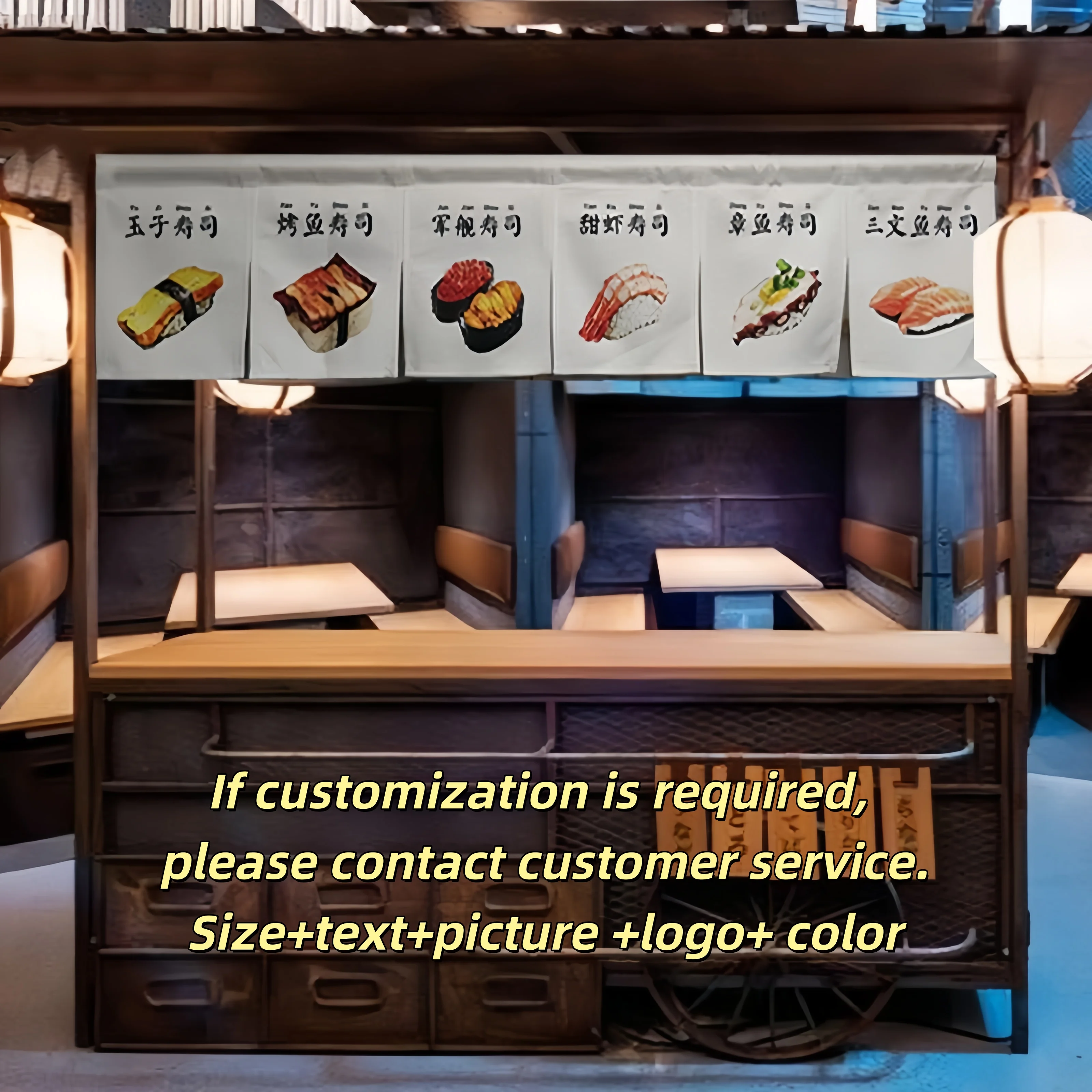 

Japanese Short Cloth Curtain, Special Warm Curtain For Izakaya Sushi Restaurant, And Decoration For Kitchen, Restaurant And Bar.