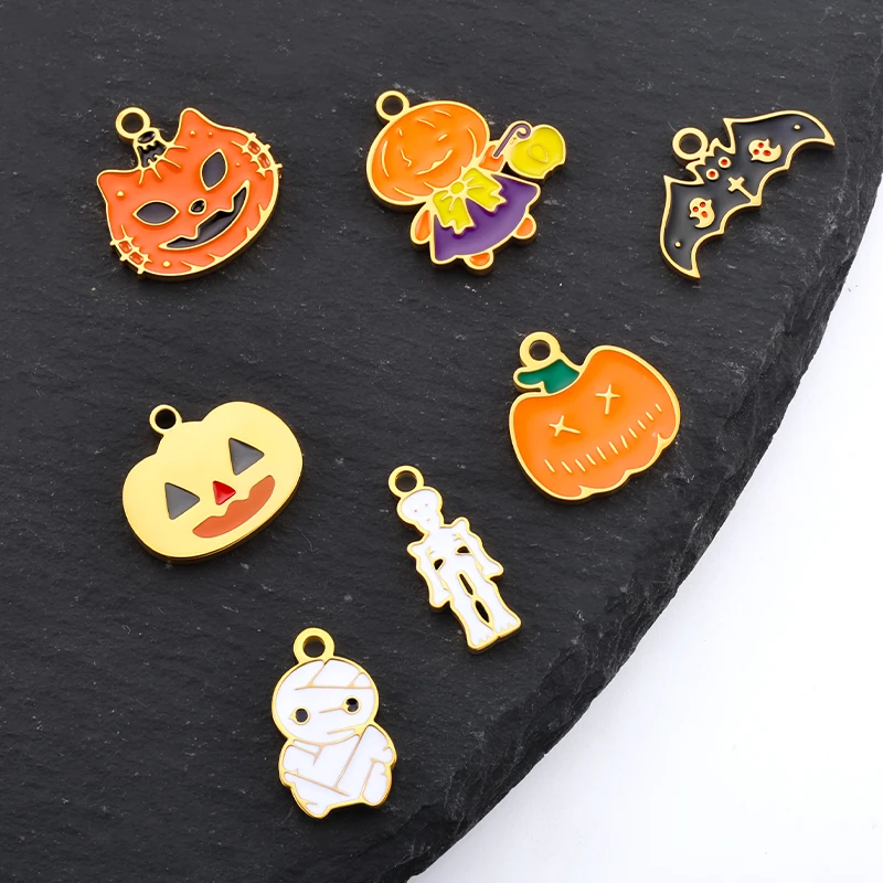 

Stainless Steel Charm Fine Multiple Styles Cute Enamel Halloween Christmas Pendants for Jewelry Making Materials DIY Accessories