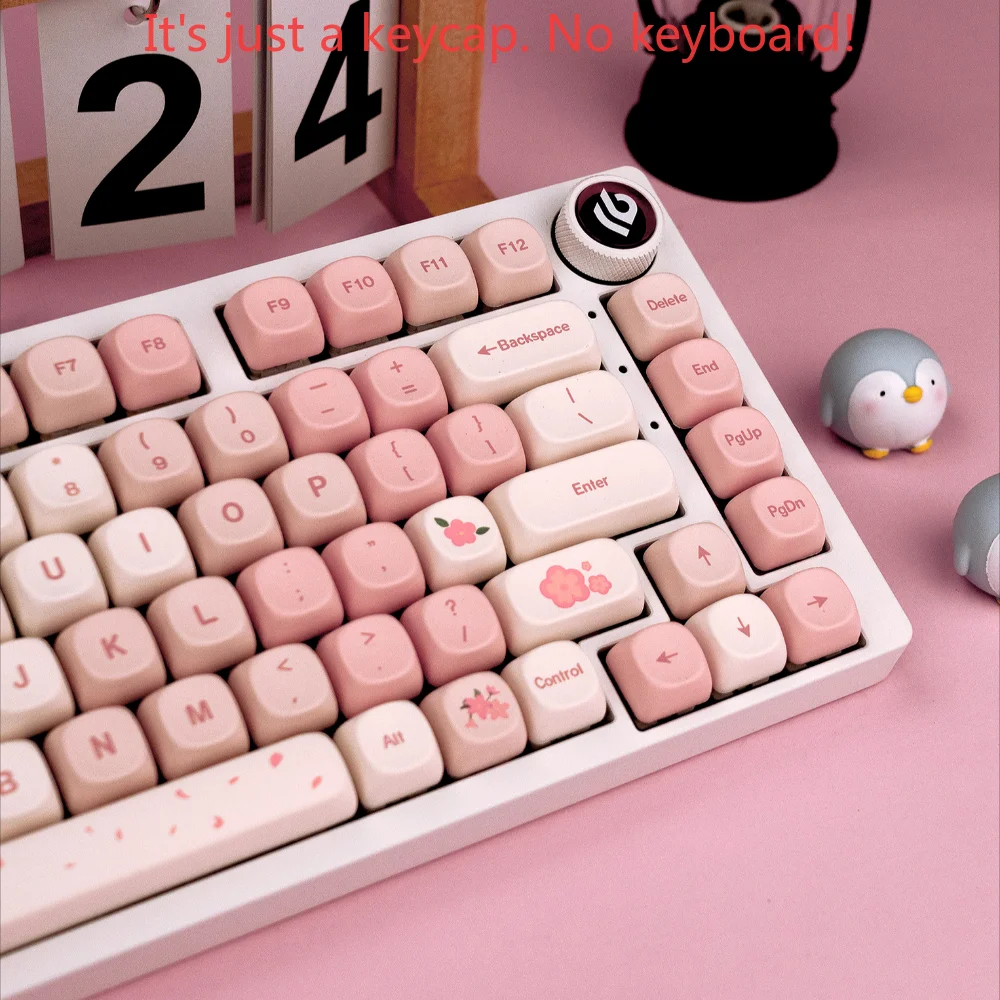 142 Keys Cherry Pink Keycaps MOA PBT Small Complete Girl Gift Keycap Set for Mx 61/75/84/104/108 Mechanical Keyboard Profiles