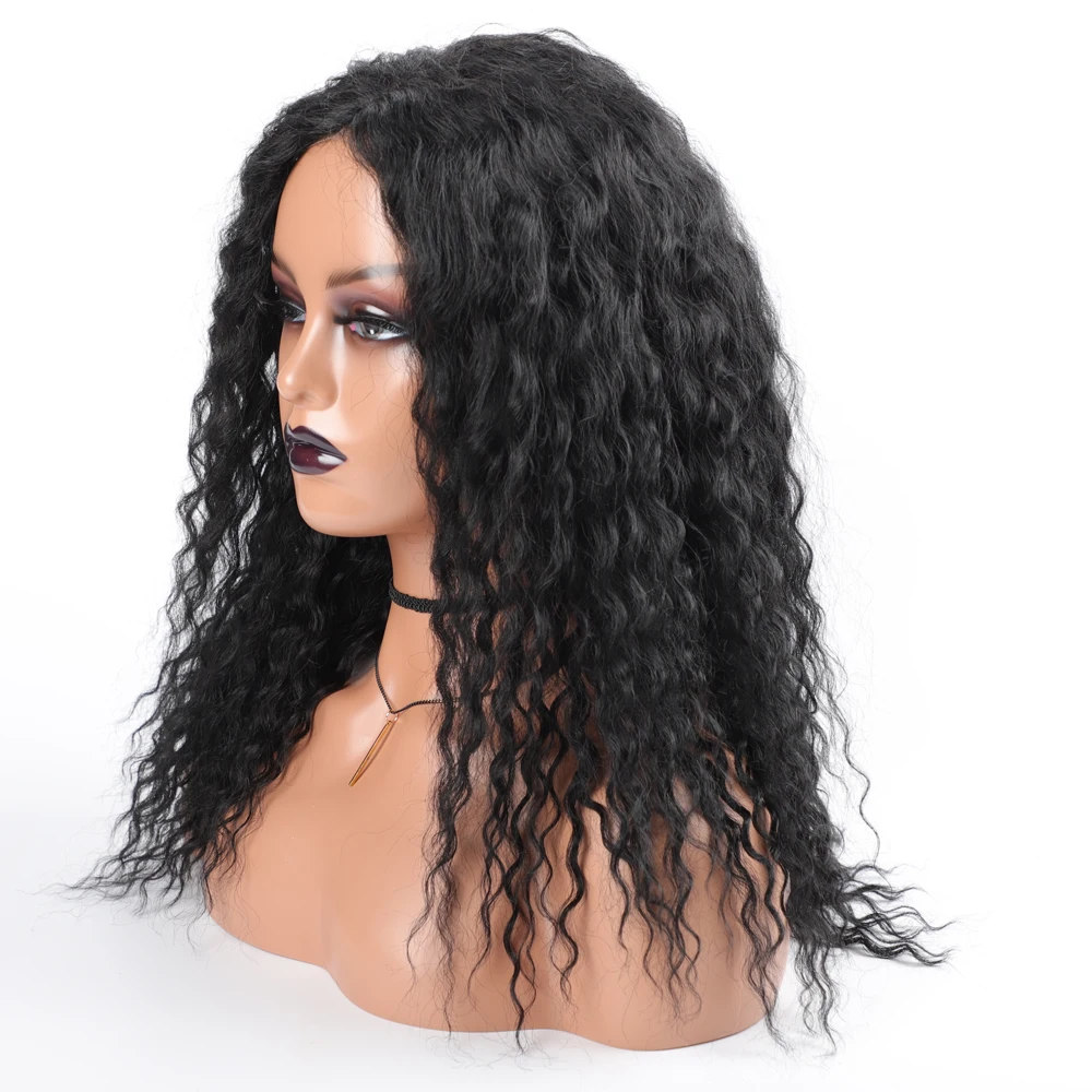 Black Color Non-Remy Human Hair Lace Wigs for Women 4x4 Closure Curly Wig Preplucked Hairline