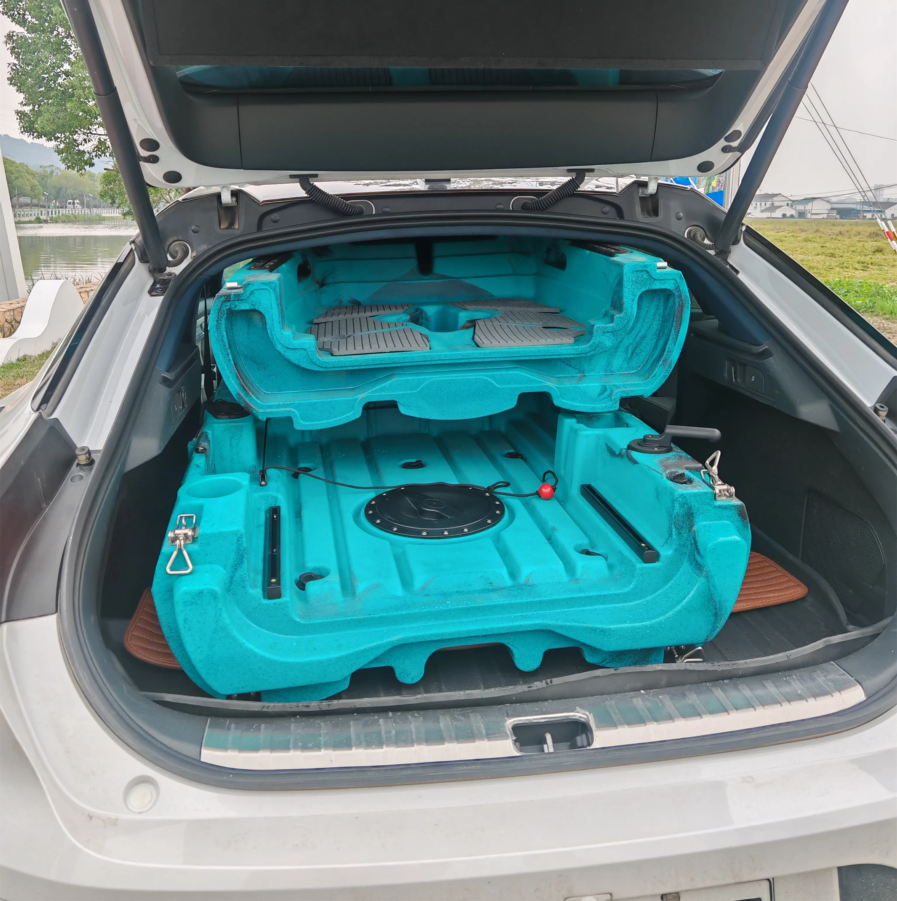 LSF 2.75 متر وحدات صيد قوارب الكاياك 1-شخص تصميم جديد مع دواسة زعنفة قابلة للفصل قابلة للطي HDPE هيكل بلاستيكي للبالغين الرياضات المائية #6