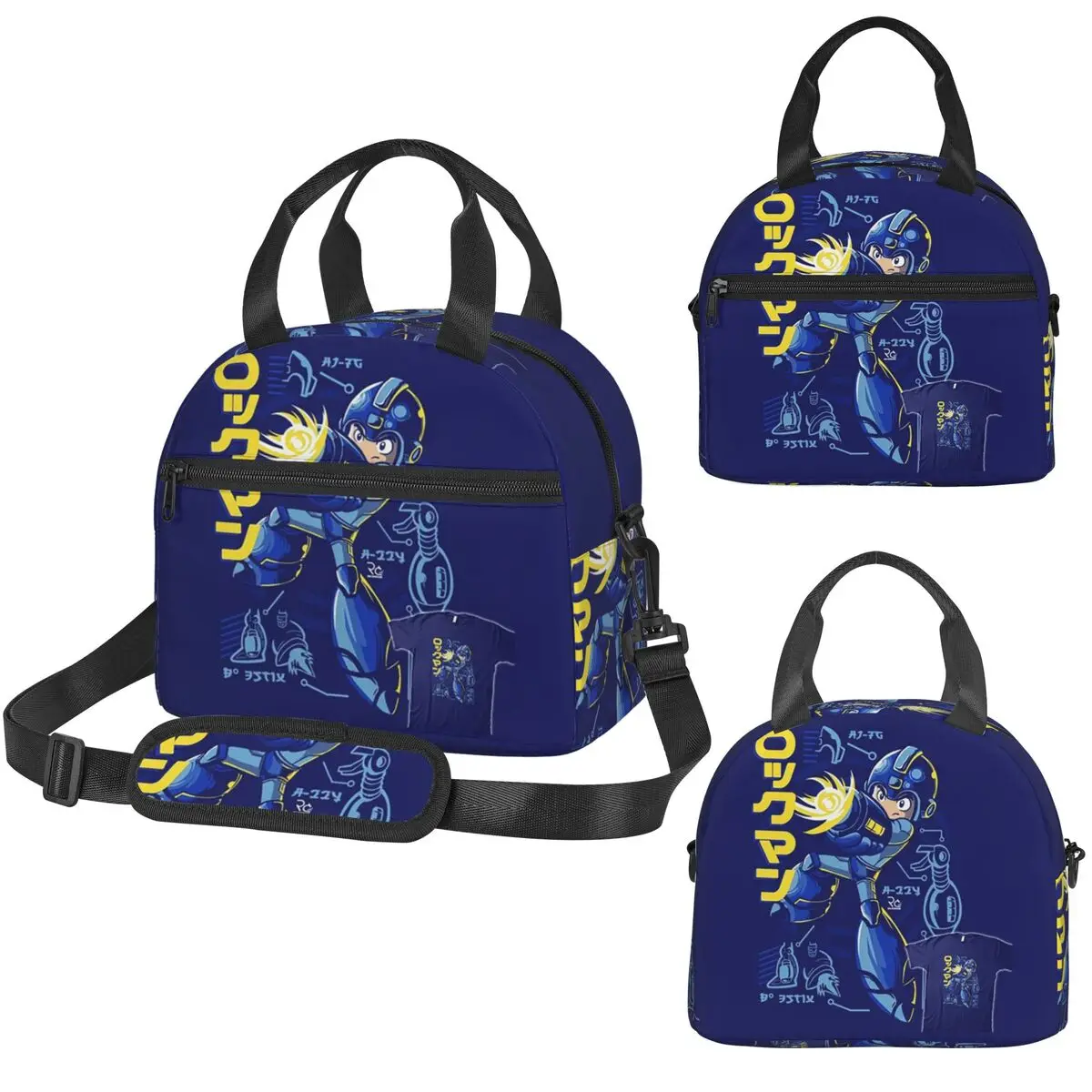 Megaman Video Game Mega Man Bolsa térmica para el almuerzo para mujer, caja térmica para oficina, bolsa térmica portátil para el almuerzo
