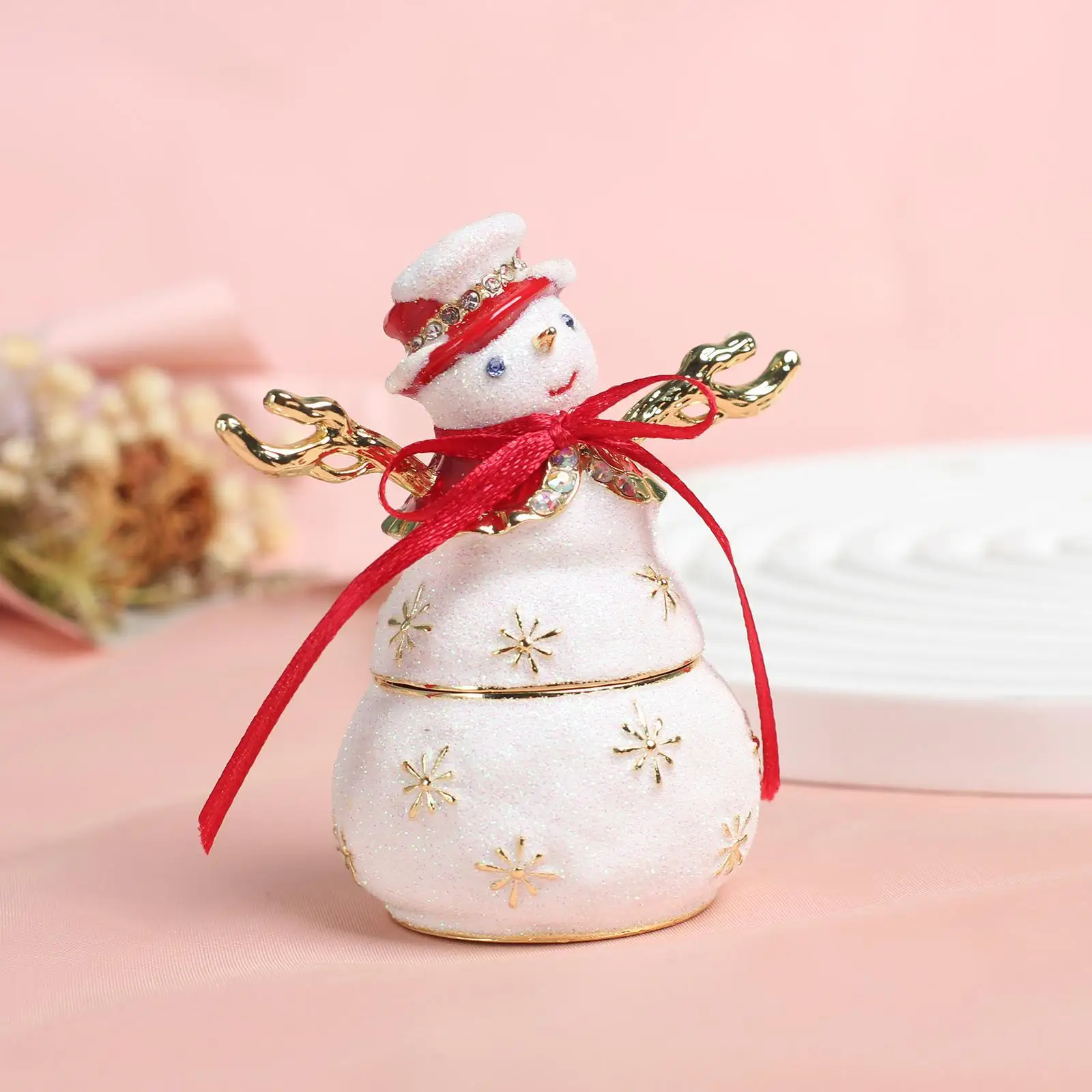 Snowman Jewelry Box Enamel Trinket Box for Necklaces Bracelets Earrings