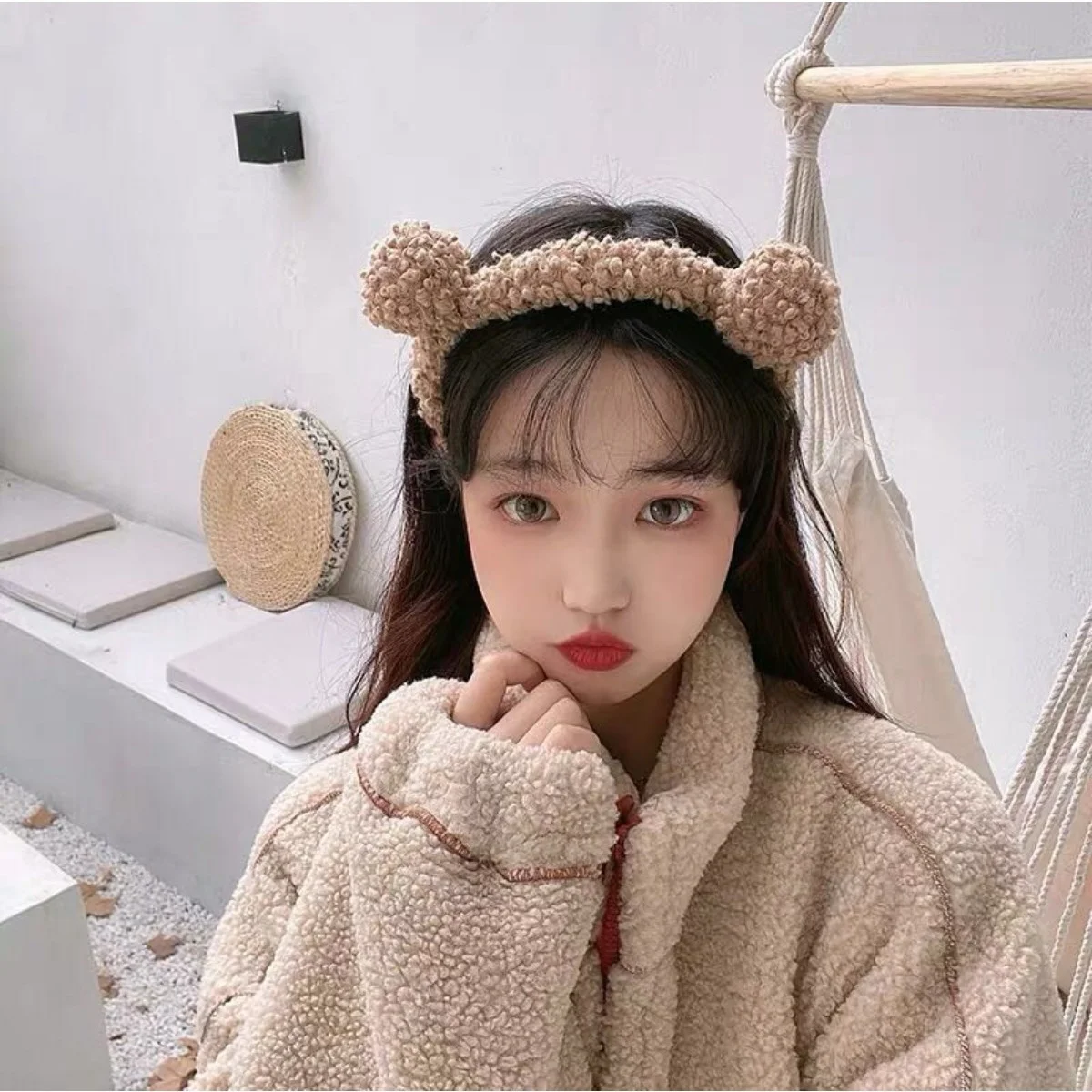 

Girls Bear Ears Plush Headband Warm Soft Animal Ear Hair Hoop Winter Fashion Cute Kids Hair Accessories