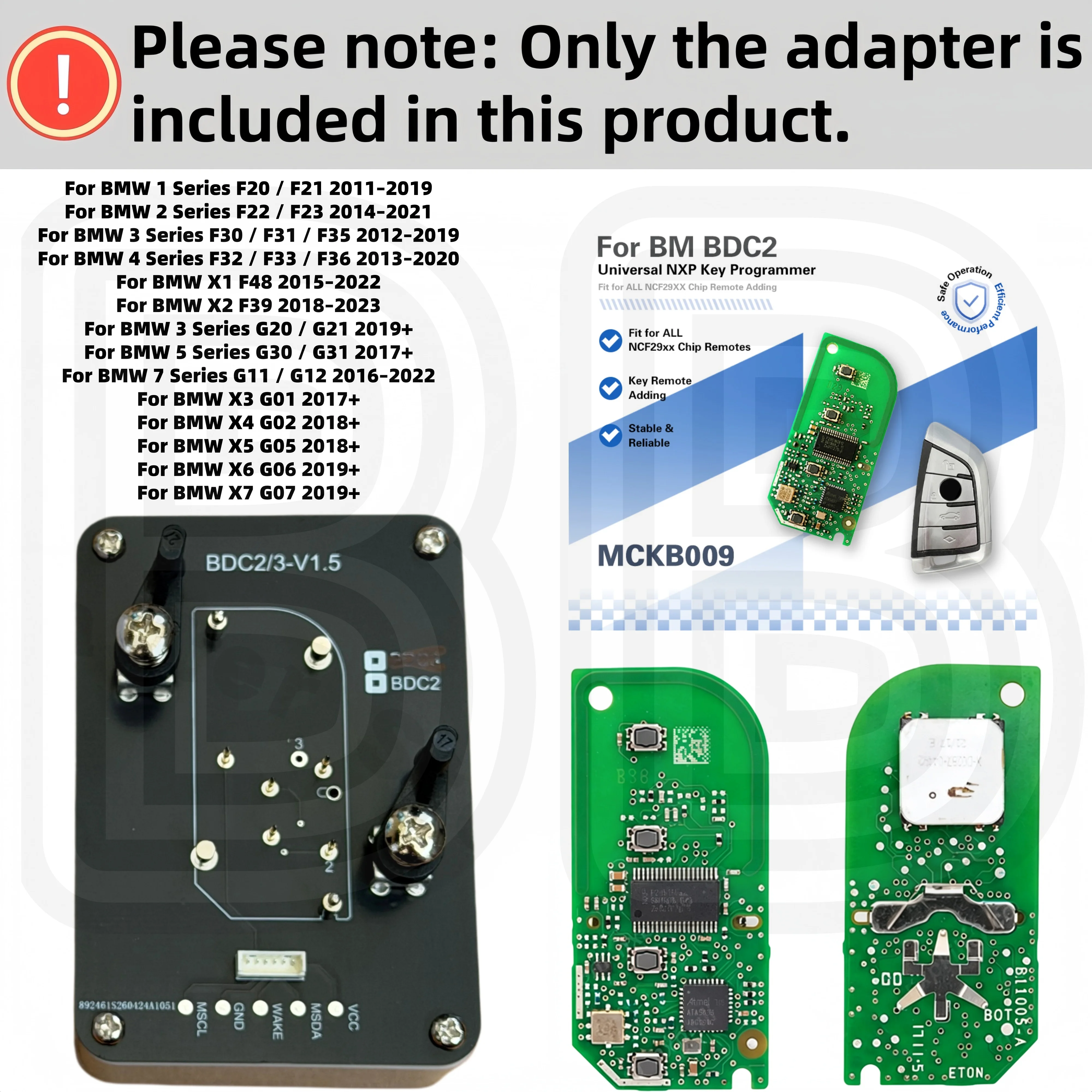Mckb09/10/46 Adapter, Suitable for Bmw Smart Remote Keys, Compatible with Nxp Killer Kd Xhorse... Devices for Solder-Free Reading, Writing, and Cloning