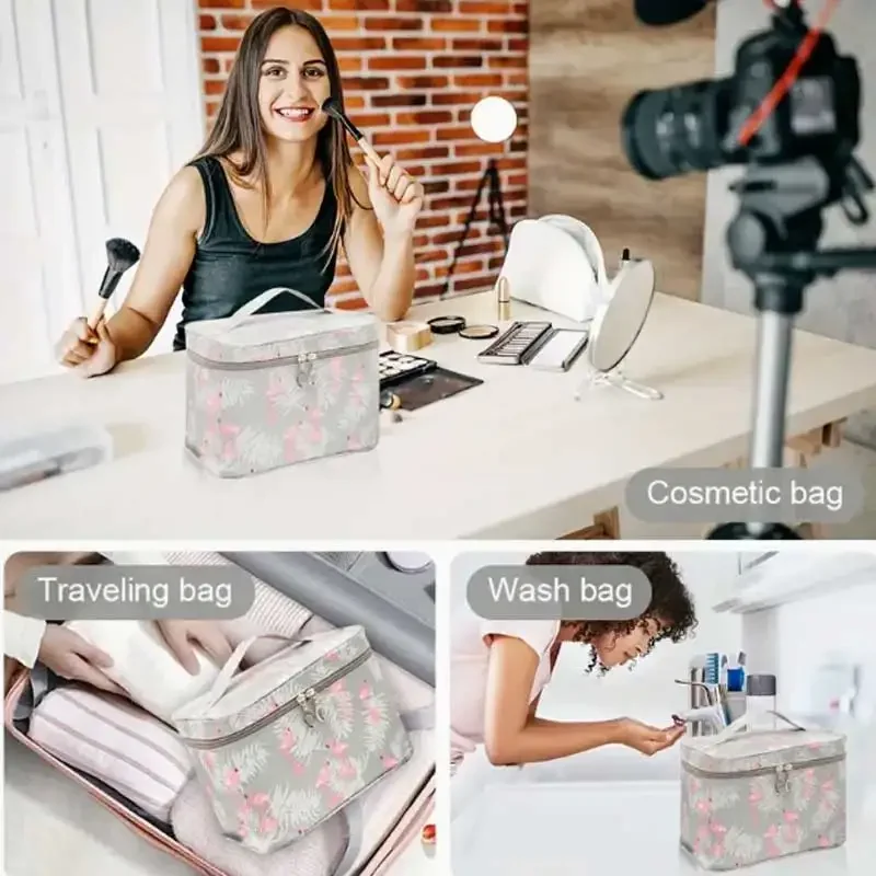 Große Kosmetiktasche mit mehreren Fächern, Organizer für Zuhause und auf Reisen für Toilettenartikel und Kosmetikprodukte – Detail 3